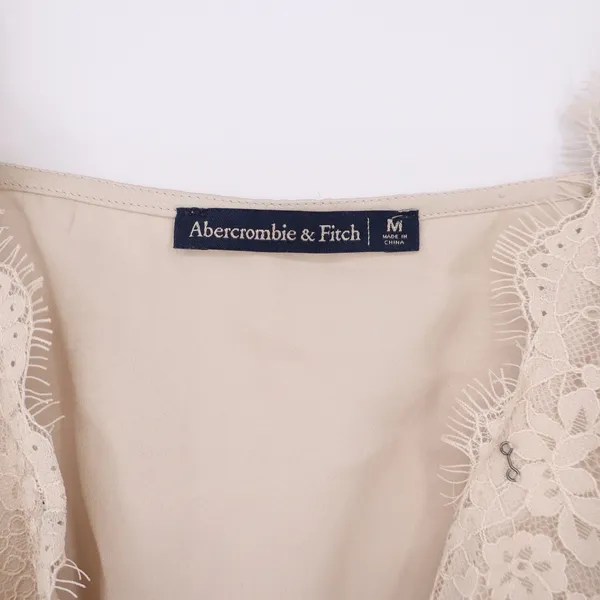 Abercrombie & Fitch Bodysuit Womens M Surplice Lace Trim Champagne Satin Good - Image 2