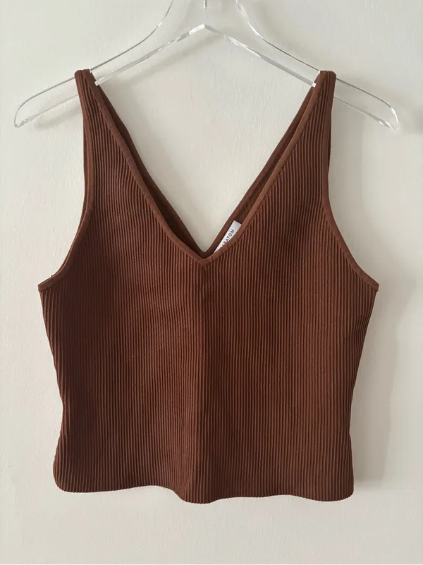 Aritizia Sculpt Brown ribbed crop top in XL - Image 2
