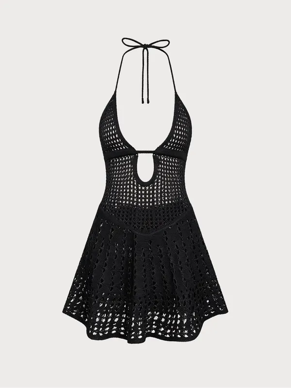 Samiol Black Crochet Swim Cover-Up Dress - Image 2