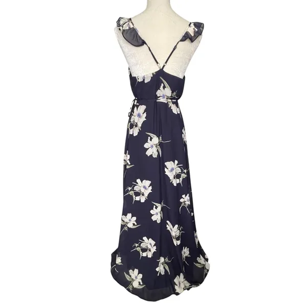 Lulus All Mine Floral Print High Low Wrap Dress Women’s Size L Navy - Image 7