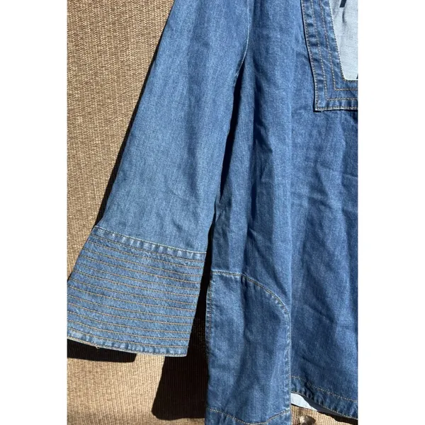 Free People Dreaming Of Denim Hendrix Tunic Oversized Women’s Sz S Denim Blue - Image 9
