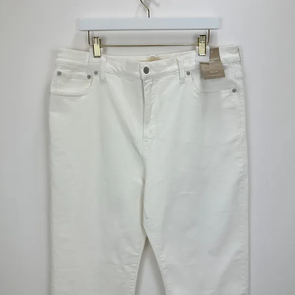 Madewell 90s Straight Crop Jean Tile White High Rise Raw Hem Classic US 33 NWT - Image 11