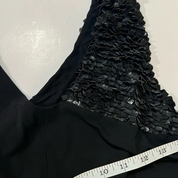 Yigal Azrouel Black One Shoulder Asymmetric Draped Cocktail Dress Petal Trim - Image 7