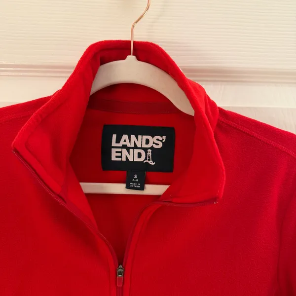 Lands' End Red Quarter Zip Fleece Pullover Small - Image 4