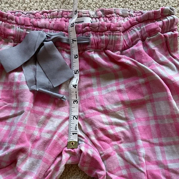 American Eagle Pink Grey Plaid Pajama Pants Women’s Size Small Stretch FLAWS - Image 8