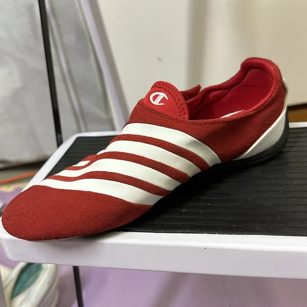 Champion Red and White Breeze Striped Suede Leather Shoes Womens 5.5 - Image 13