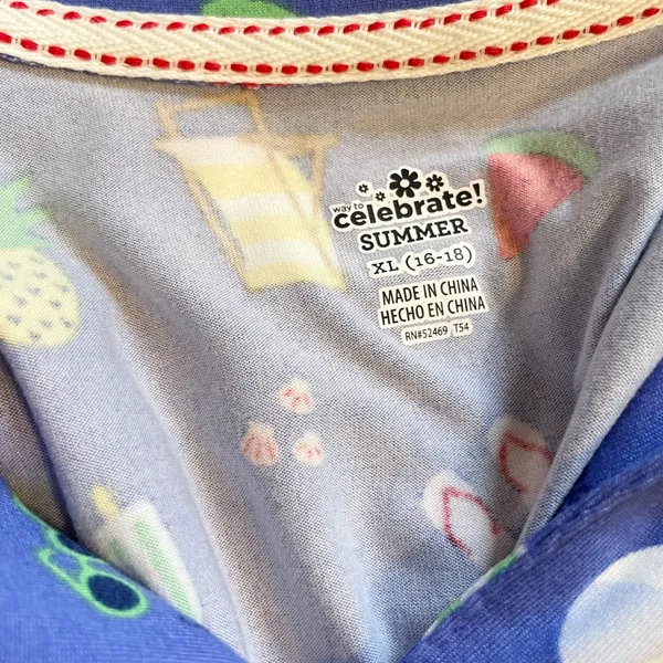 Way to Celebrate Summer Pajama Set XL 16-18 Blue Beach Print Short Sleeve Shorts - Image 5