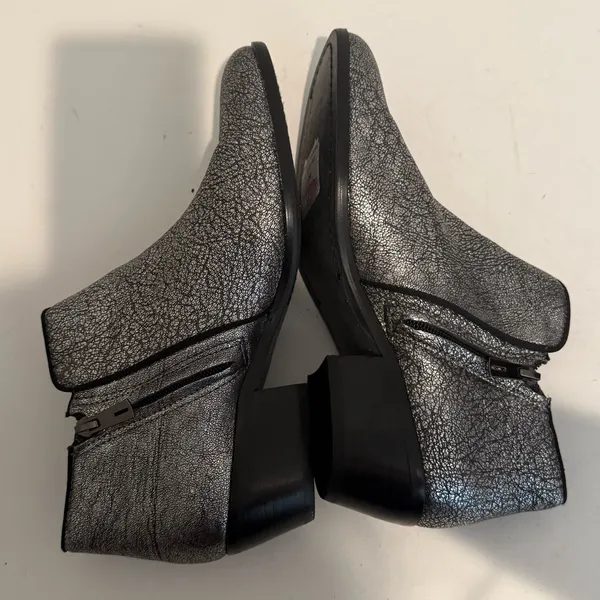 Sam Edelman Petty Ankle Boots Chelsea Bootie Zip Metallic Silver Leather 8.5 - Image 6