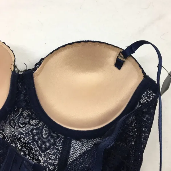 Tahari Blue Padded Sheer Camisole Lace Bra Corset Top 34B NEW - Image 7