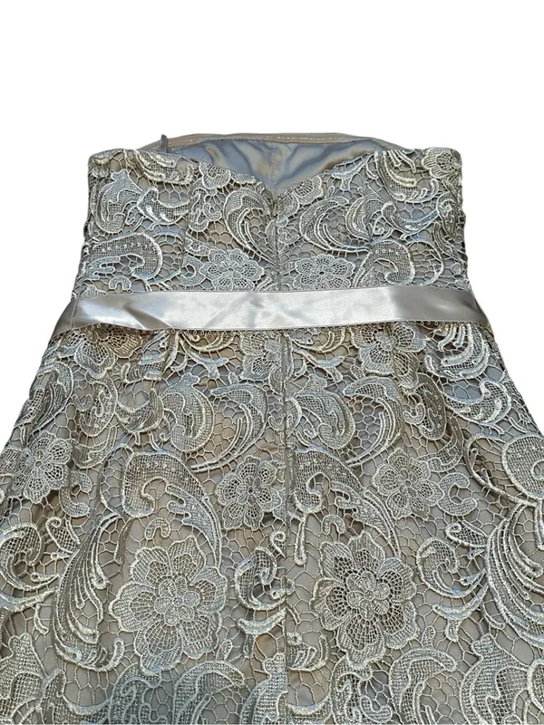 Adrianna Papell Evening Lace Strapless Cocktail Dress Satin Bow Party Event 6 - Image 9