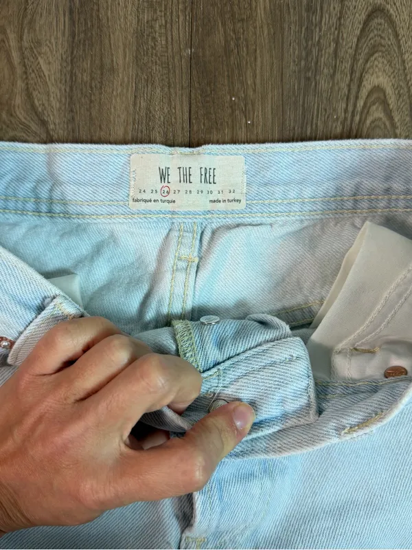 Free People We The Free Free People Distressed Wide Leg Jeans Light Wash Size 25 - Image 2