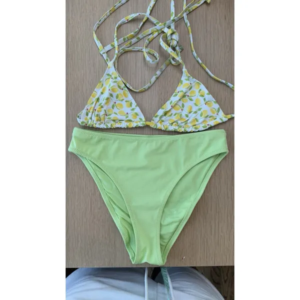SOLID AND STRIPED 2 Piece Bikini Set Lemon Print Size Small - Image 2