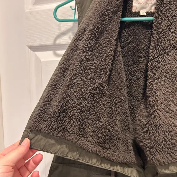 Altar'd State Olive Green Faux Fur Lined Utility Vest Small Granola Cabincore - Image 2