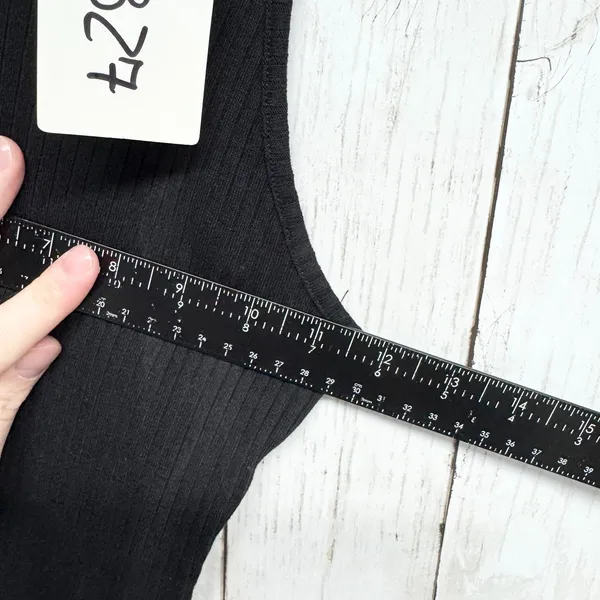 French Connection Dress Women Sz 4 Black Ribbed‎ Sleeveless Spaghetti Strap Midi - Image 6