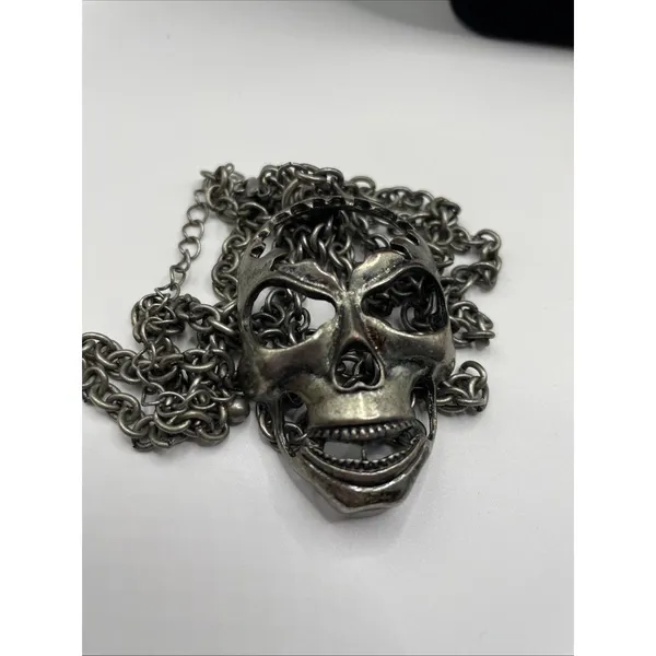 Skull Skeleton Head Rapper Necklace Punk Style Long READ - Image 5