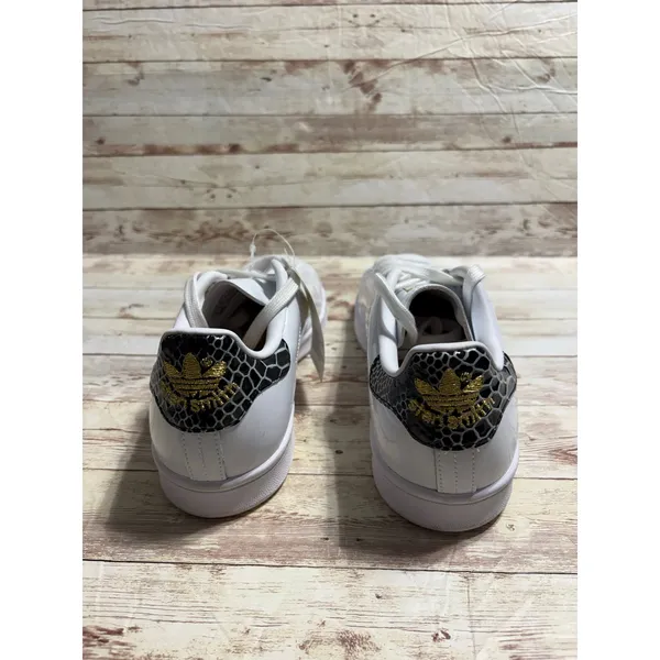 Adidas Stan Smith Sneakers Women's Size 9 Patent Leather White Black Gold NWT - Image 4