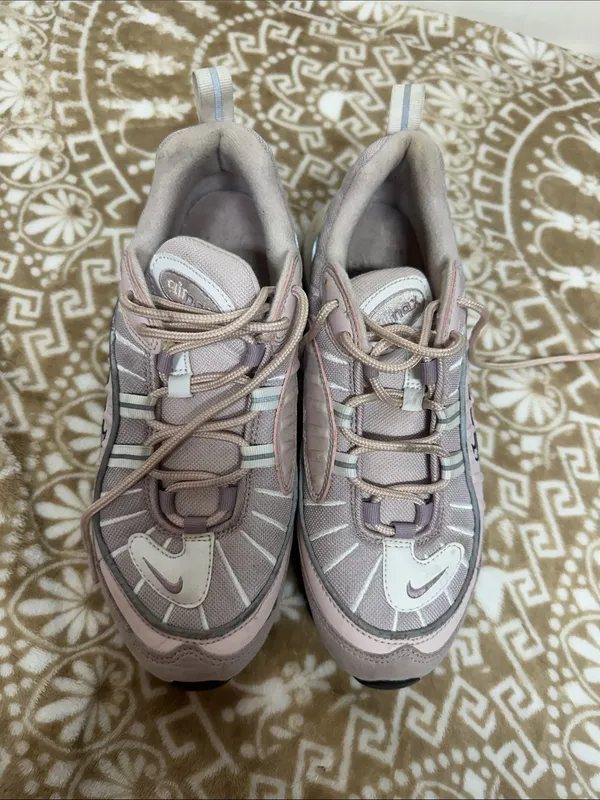 Nike Women's Sneakers in Pale Pink and Black Swoosh - Image 8