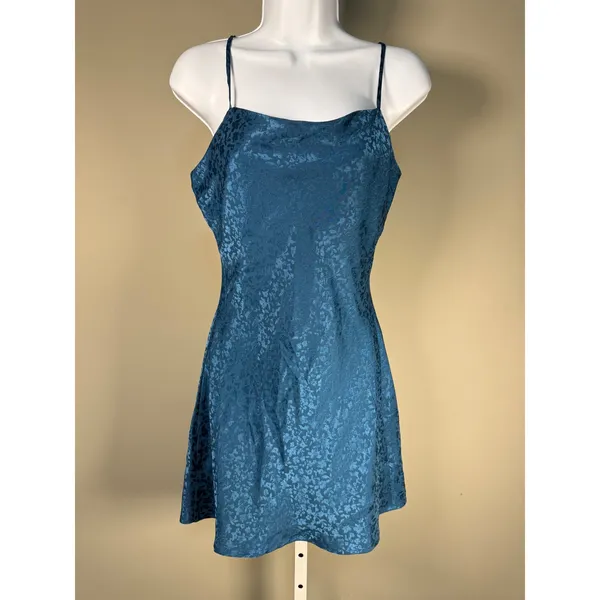 Altar'd State Teal Satin Jacquard‎ Slip Dress Coquette Fairycore NWT Small - Image 2