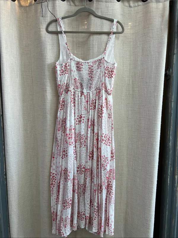 Floral Sleeveless Corset Front Tie Midi Dress Medium - Image 16