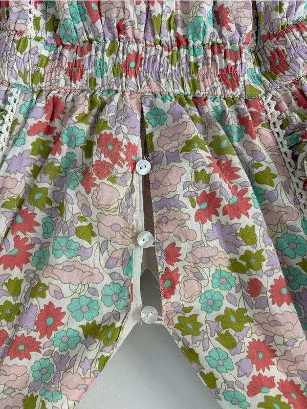 Anthropologie Love the Label Ines Floral Ruffle Sleeve Tiered Mini Boho Cottagecore Dress M - Image 3