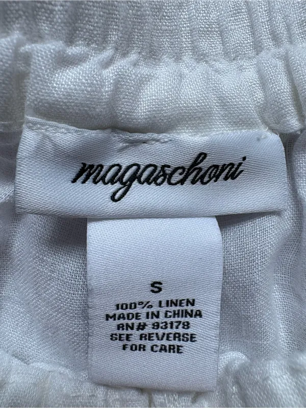 Magaschoni White 100% Linen Cargo Jogger Pants Size S Drawstring - Image 4