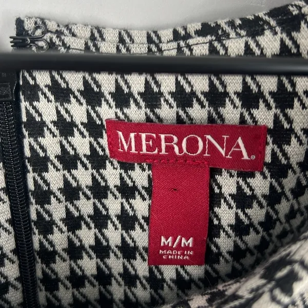 Merona Womens Size M Houndstooth Print Stretch‎ Cap Sleeve Sheath Dress - Image 3
