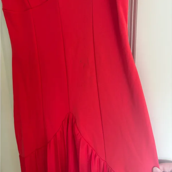 ASOS DESIGN ruffle sleeve seamed pleated maxi dress in red - Image 9