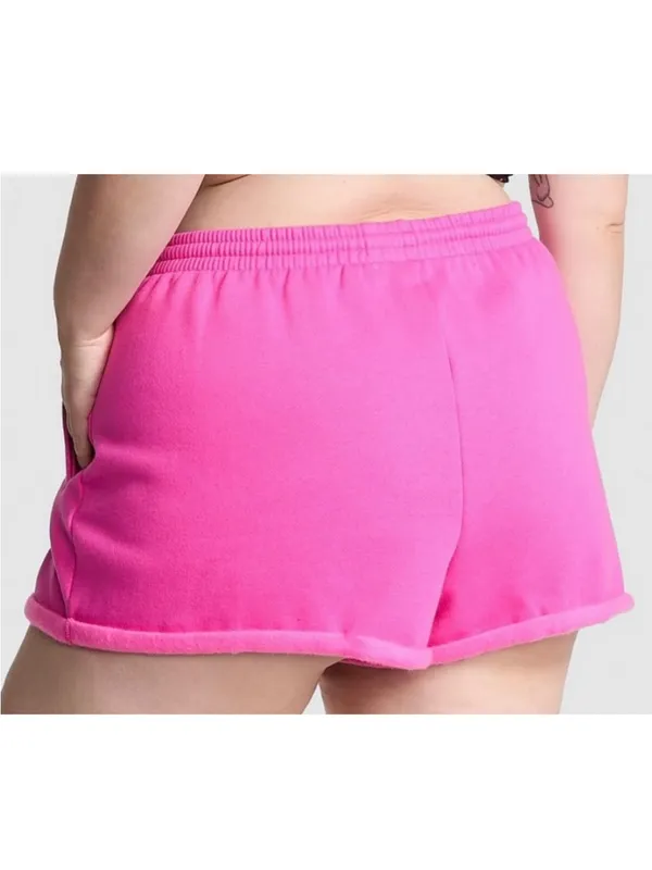 VICTORIA'S SECRET PINK Campus Fleece Rolled Hem Shorts High Rise Relaxed Fit L - Image 5