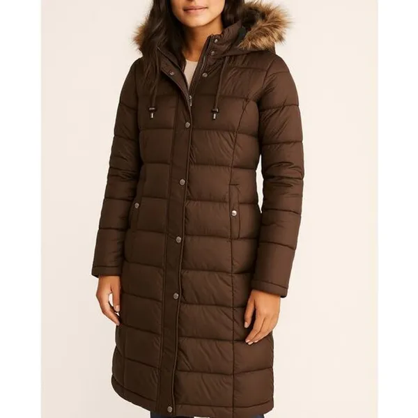 Vintage Y2K Abercrombie Puffer Jacket Hooded Parka Coat Womens M Brown Bella - Image 12