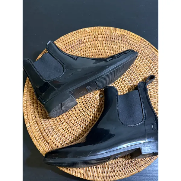 Marc Fisher Womens Black Glossy‎ Chelsea Rain Boots Size 10 Rubber Ankle Booties - Image 9