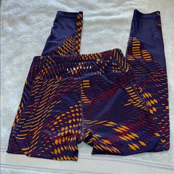 Gymshark Stylish Purple and Orange Women's Leggings - Image 4
