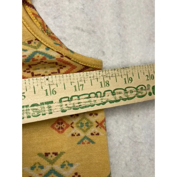 Perfect‎ Peach Sleeveless Dress Women Size S Yellow Aztec Ruffle Neck PPD10587 - Image 5