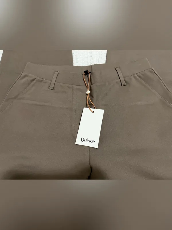Quince Ultra Stretch Straight-Leg Ponte High-Rise Pants in Taupe Sz S Morel Grey - Image 9