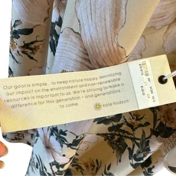 Happy x Nature Kate Hudson Smocked Floral Knee Length Dress‎ NWT Boho Small - Image 6