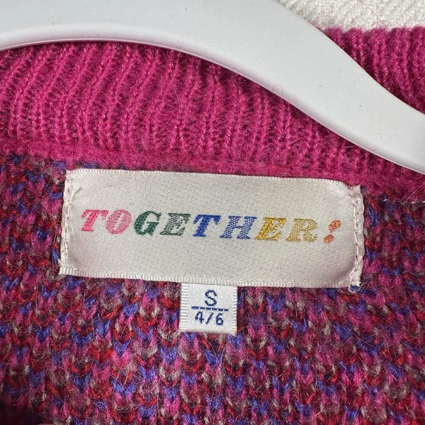TOGETHER Women’s Small Vintage Style Pink Geometric Knit Sweater - Image 3