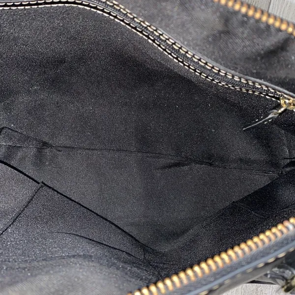 Black faux leather top handle bag - Image 6