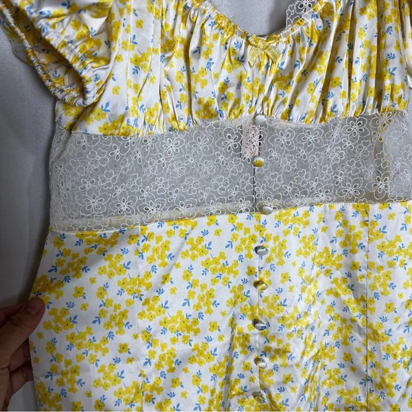 NWT For Love And Lemons Daffodil X Victoria’s Secret Mini Dress Yellow Floral S - Image 7