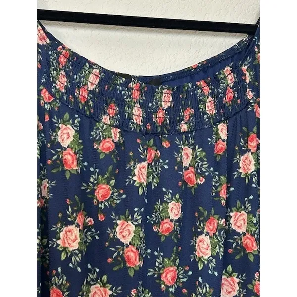 Anthropologie NAÏF Blue Floral Dress L‎ Off Shoulder Bell Sleeve Cottagecore - Image 4