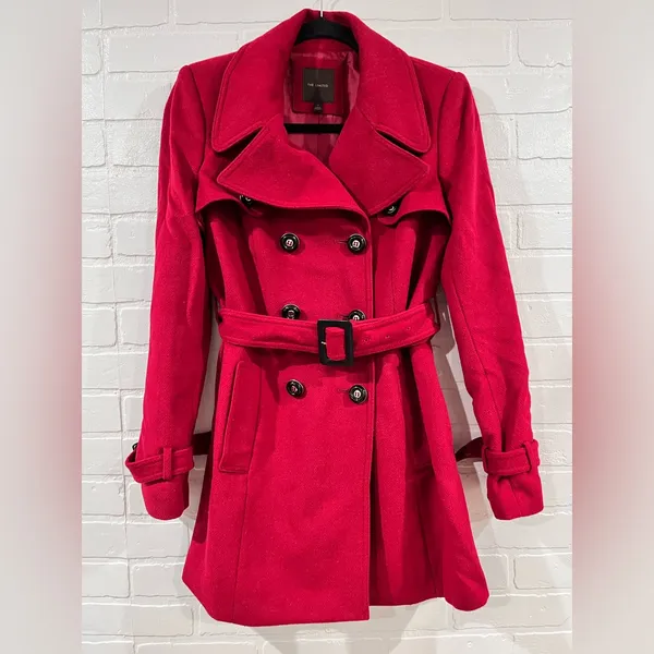 The Limited Red Wool Belted Pea Coat - Image 5