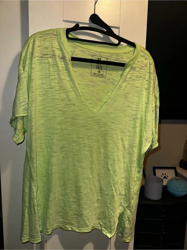 NWOT Free People We The Free Maddie Burnout Tee- Lime Green $58 MSRP - Image 2