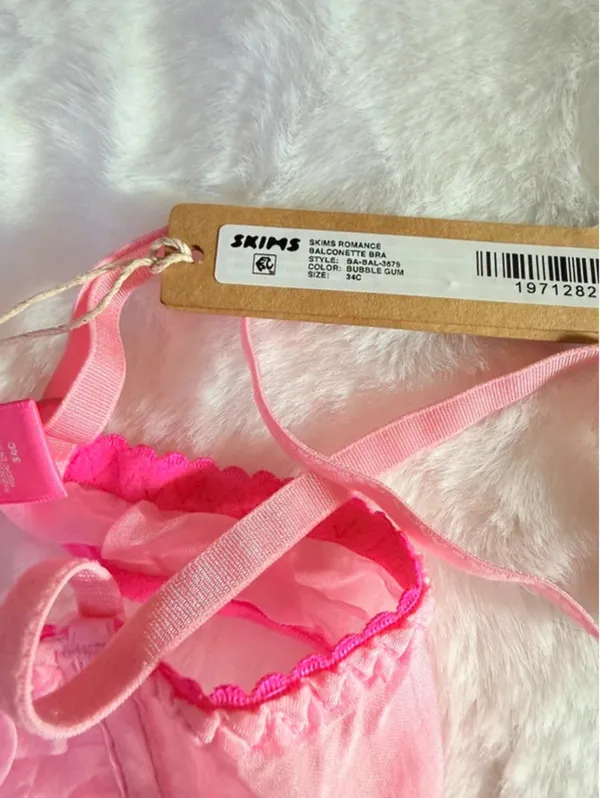 SKIMS Romance Silk Chiffon Balconette Bra – Bubblegum Pink – 34C – NWT - Image 6