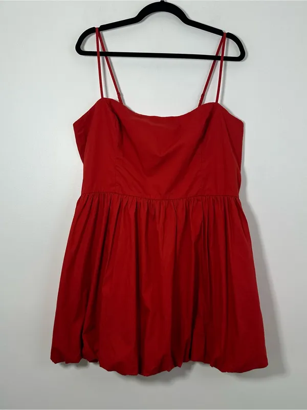 Abercrombie & Fitch Women’s Red Spaghetti Bubble Hem Mini Dress XL NEW - Image 2
