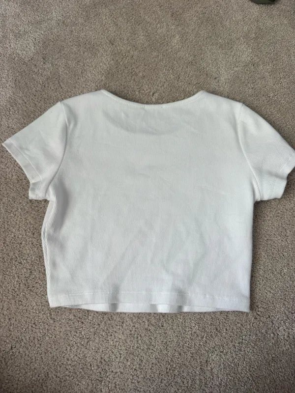 Zara Ribbed Baby Tee | Size XS - Image 2
