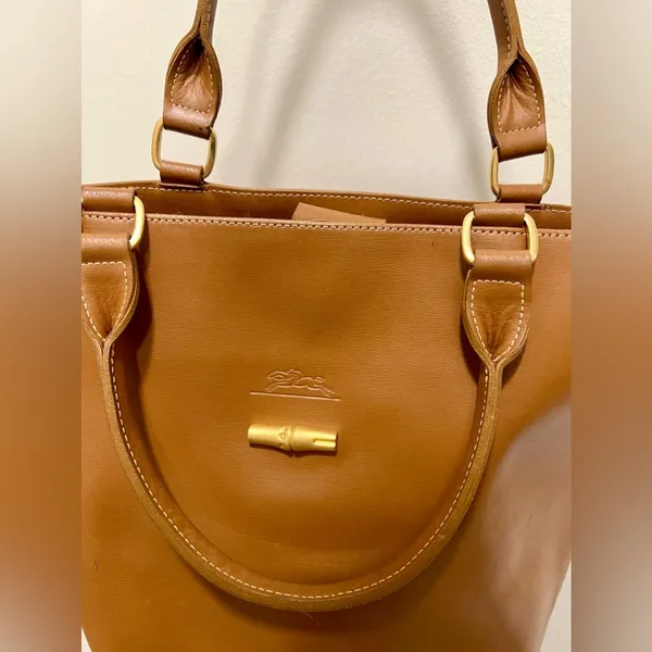 Longchamp Small Leather Tote | Brown - Image 9