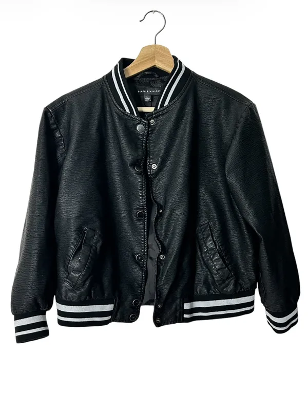 Slate & Willow Varsity Faux Leather Jacket - Image 2