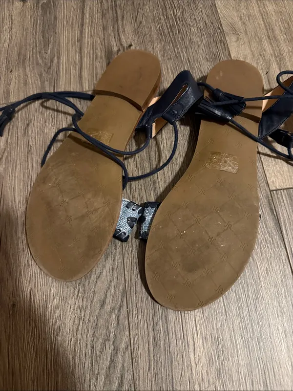 Jack Rogers Black Lace-Up Sandals with Silver Accent Band - Image 2