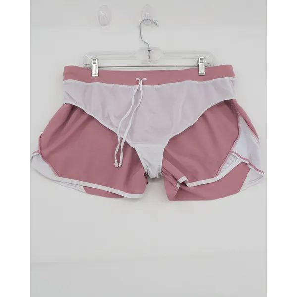 Under Armour HeatGear Fly By Running Shorts Pink White Mesh Womens XL Loose Fit - Image 6