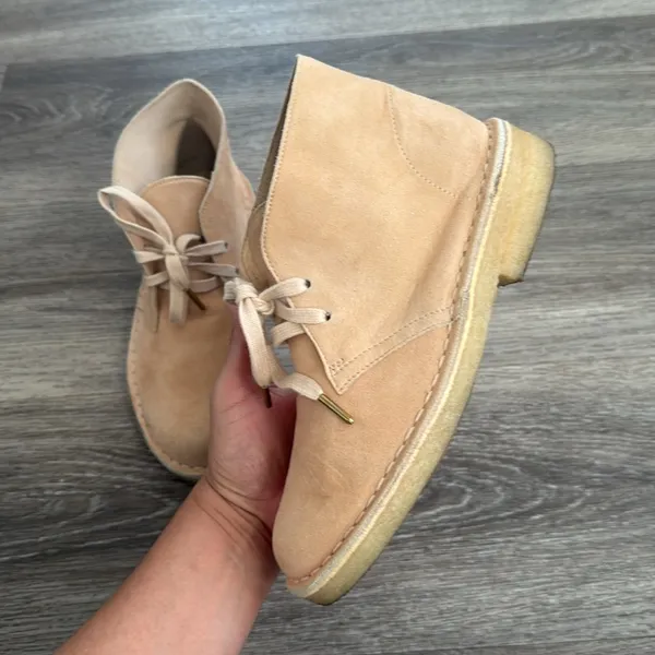 Clarks Tan Ankle Boots 7 Lace Up leather booties - Image 3