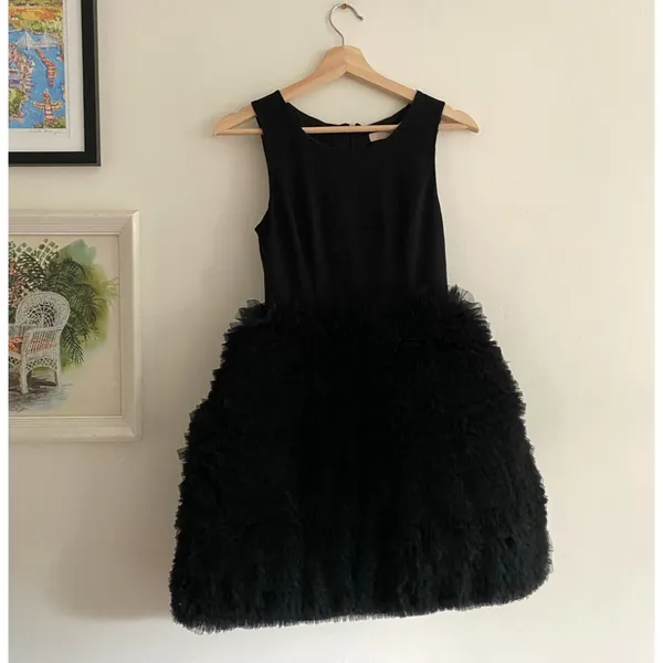 HUTCH Twofer Black Satin Tulle Mini Dress Size XXS NWT - Image 3