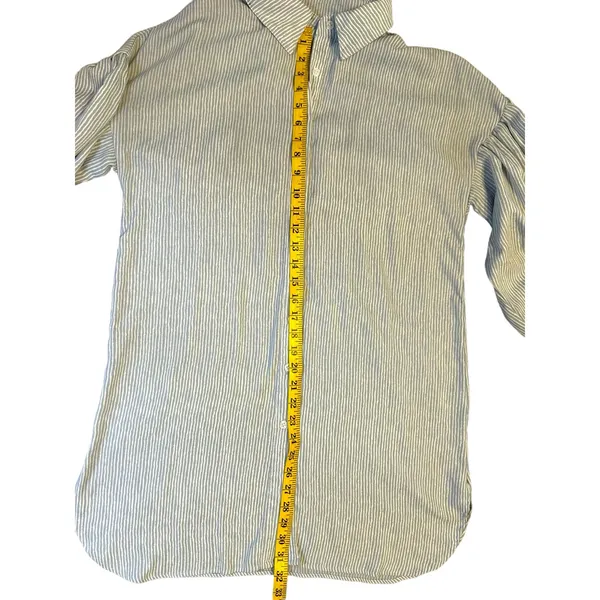 Blue and White Striped Palms Away Shirt Dress - Size M - Image 10